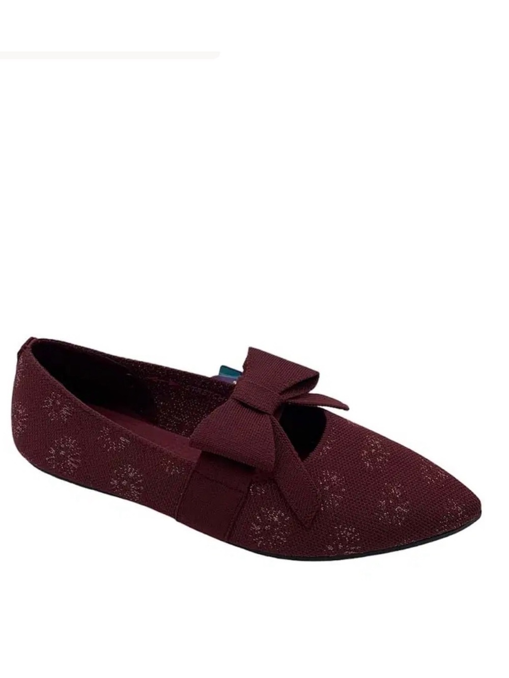 Skechers Women's Cleo Point Sparkle Knit Bow Flats - Wine